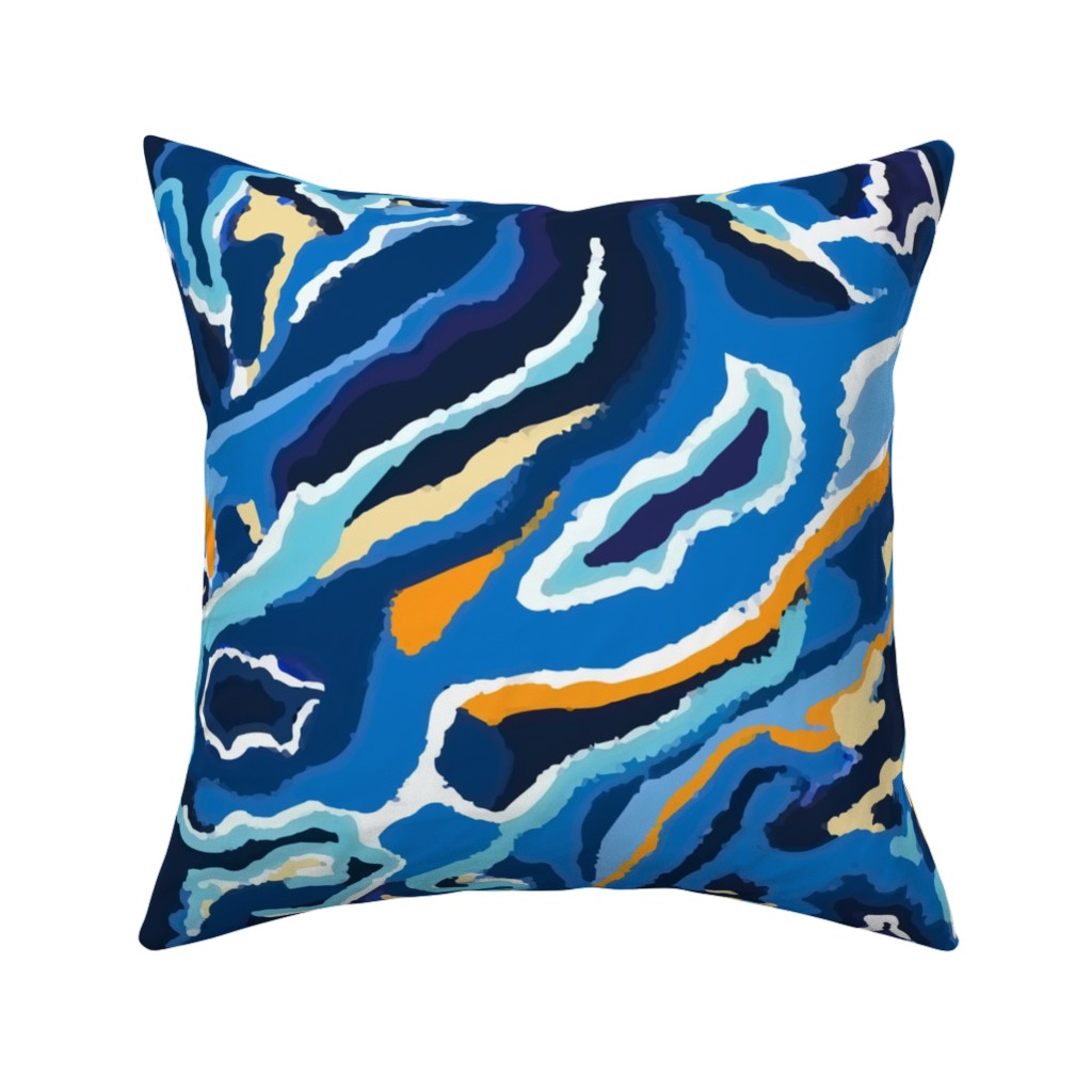 Psychedelic Blues Pillow, Woven, Beige, 16x16, Single Sided, Blue