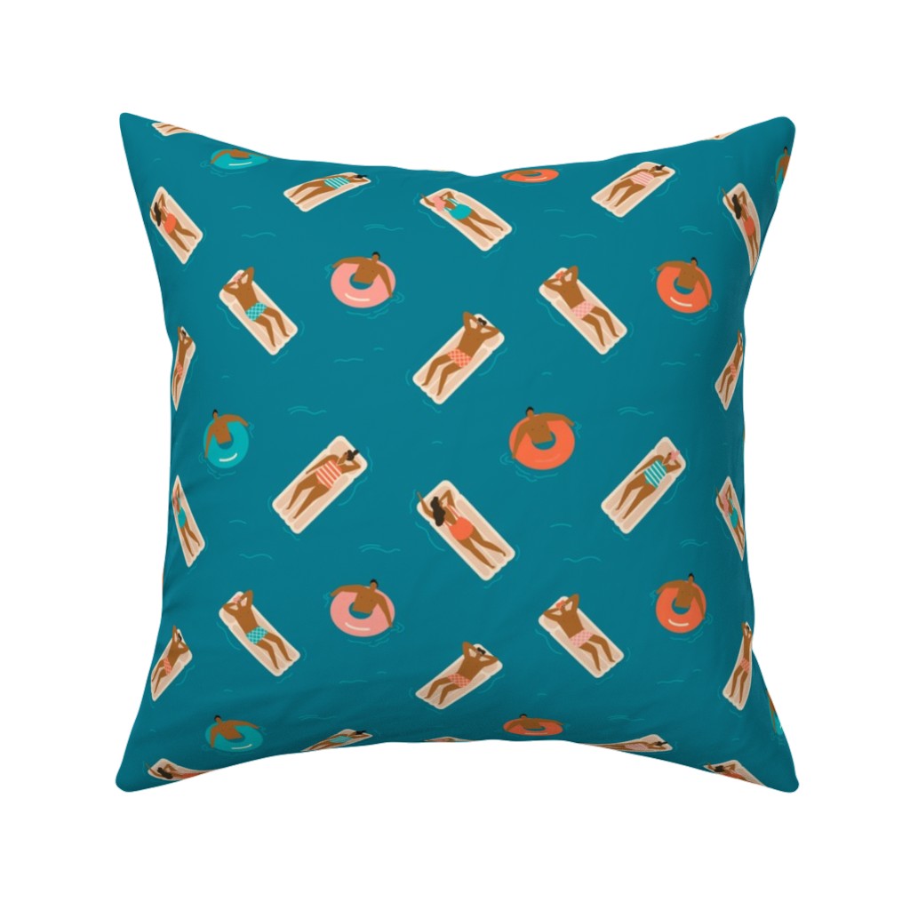 Summertime Pillow, Woven, Beige, 16x16, Single Sided, Blue