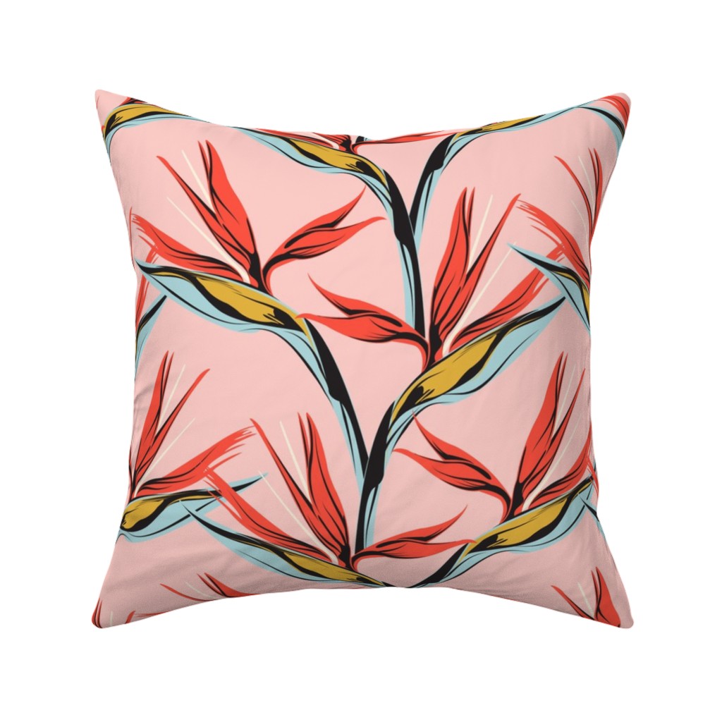 Bird of Paradise Pillow, Woven, Beige, 16x16, Single Sided, Pink, Ballet Slipper