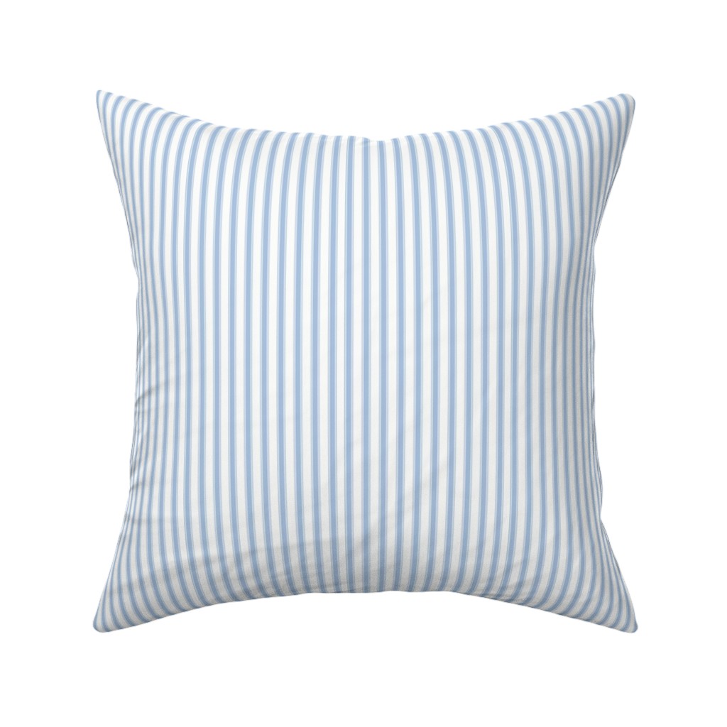 Cedar Lake Cottage Ticking Stripe - Blue Pillow, Woven, Beige, 16x16, Single Sided, Blue, True Blue