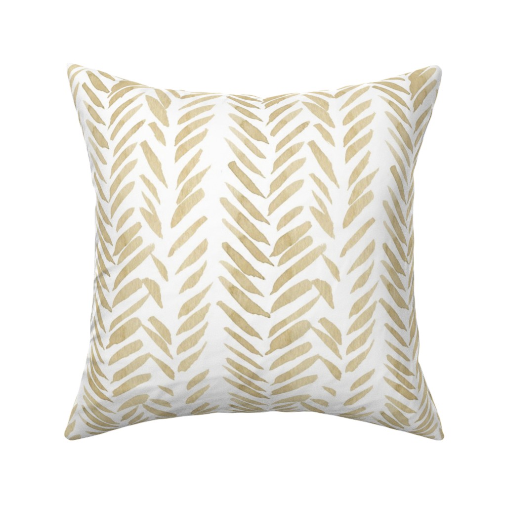 Leaf - Gold Pillow, Woven, Beige, 16x16, Single Sided, Yellow