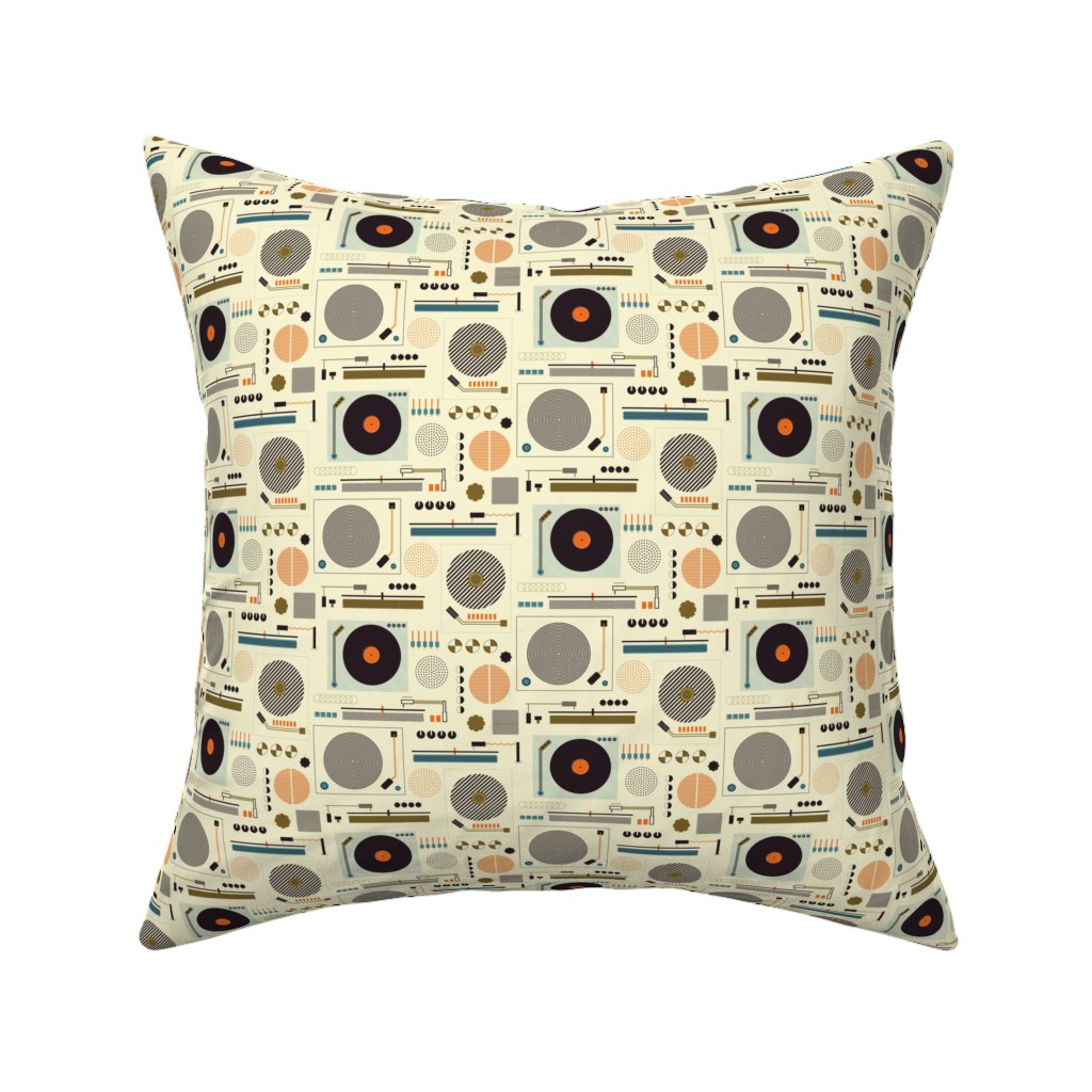 Bauhaus Records - Multicolor Pillow, Woven, Beige, 16x16, Single Sided, Multicolor