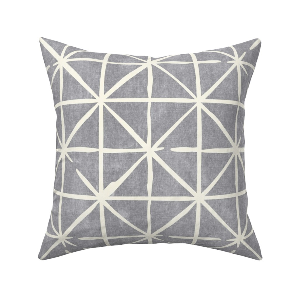 Geometric Triangles - Distressed - Grey Pillow, Woven, Beige, 16x16, Single Sided, Gray
