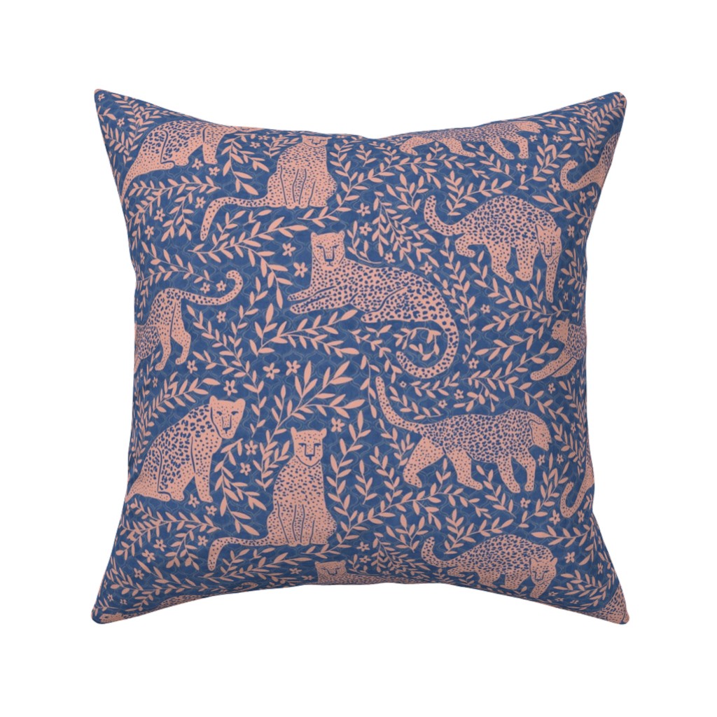 Jungle Cat - Classic Blue Pillow, Woven, Beige, 16x16, Single Sided, Blue
