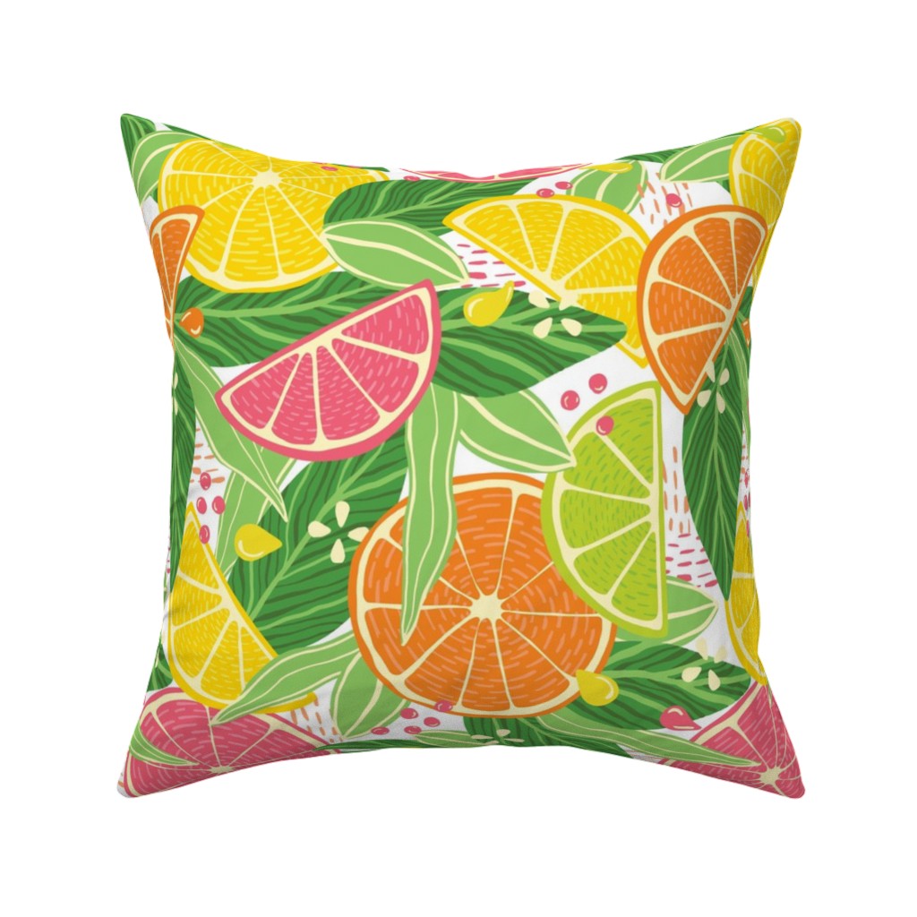 Summer Citrus Fruit Slices - Multi Pillow, Woven, Beige, 16x16, Single Sided, Multicolor