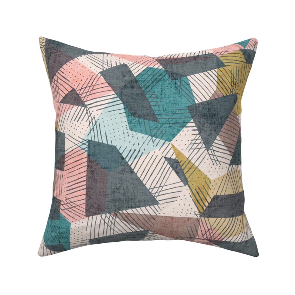 Abstract Geometic - Multi Pillow, Woven, Beige, 16x16, Single Sided, Multicolor