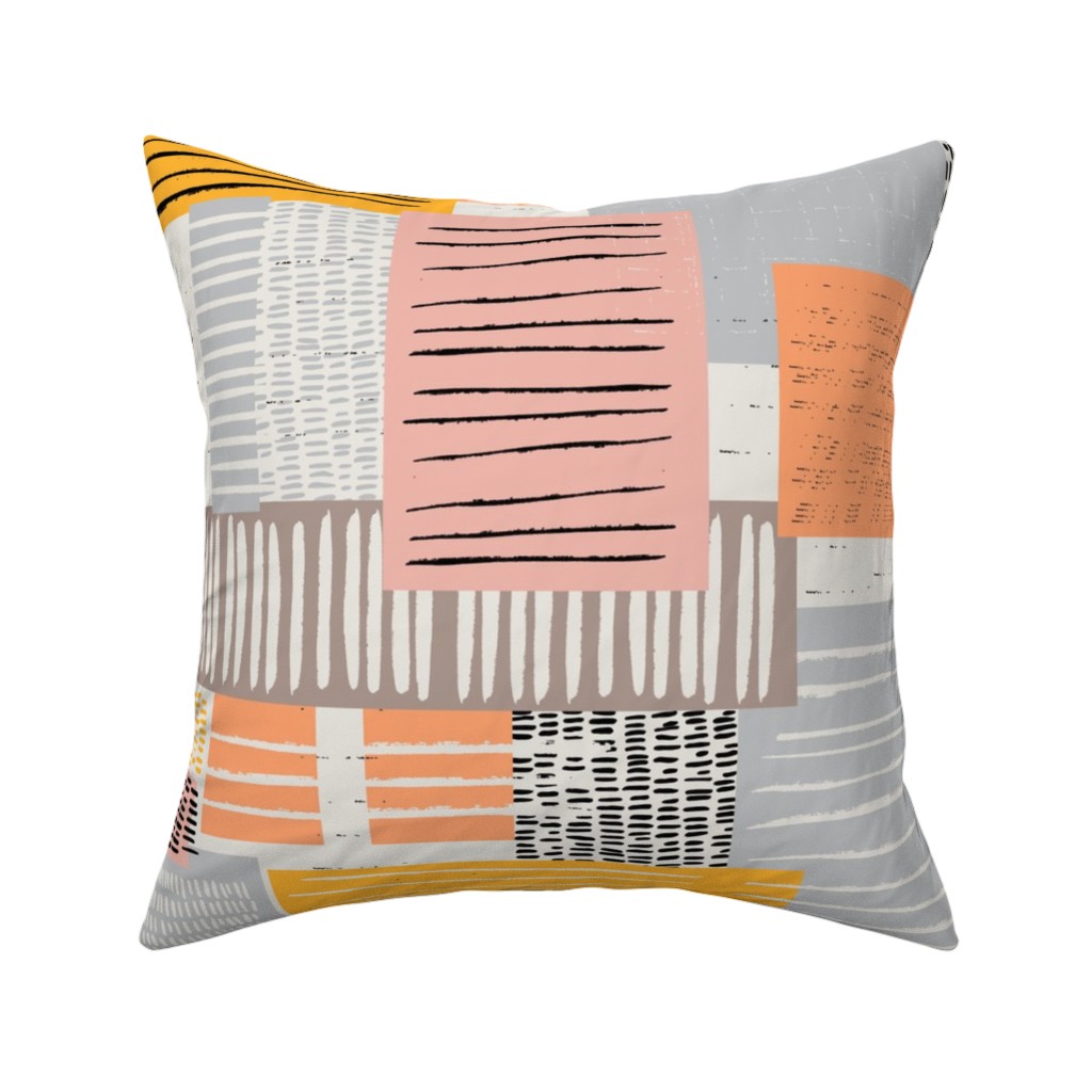 Textured Color Blocks - Multi Pillow, Woven, Beige, 16x16, Single Sided, Multicolor