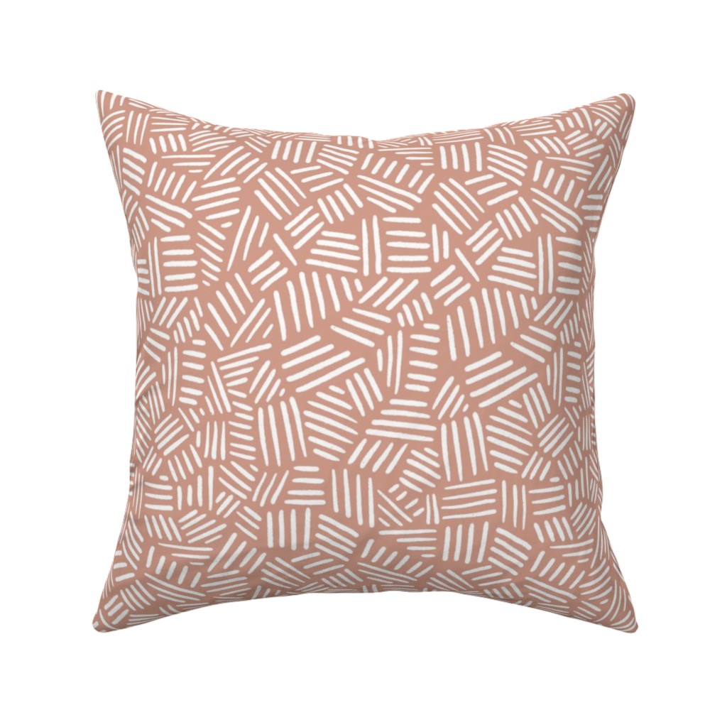 Dashes - Pink Pillow, Woven, Beige, 16x16, Single Sided, Pink