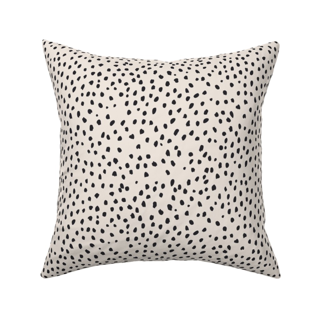 Black Marks - Creamy Beige Pillow, Woven, Beige, 16x16, Single Sided, Beige