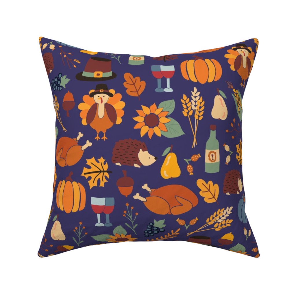 Thanksgiving Table - Multi Pillow, Woven, Beige, 16x16, Single Sided, Multicolor
