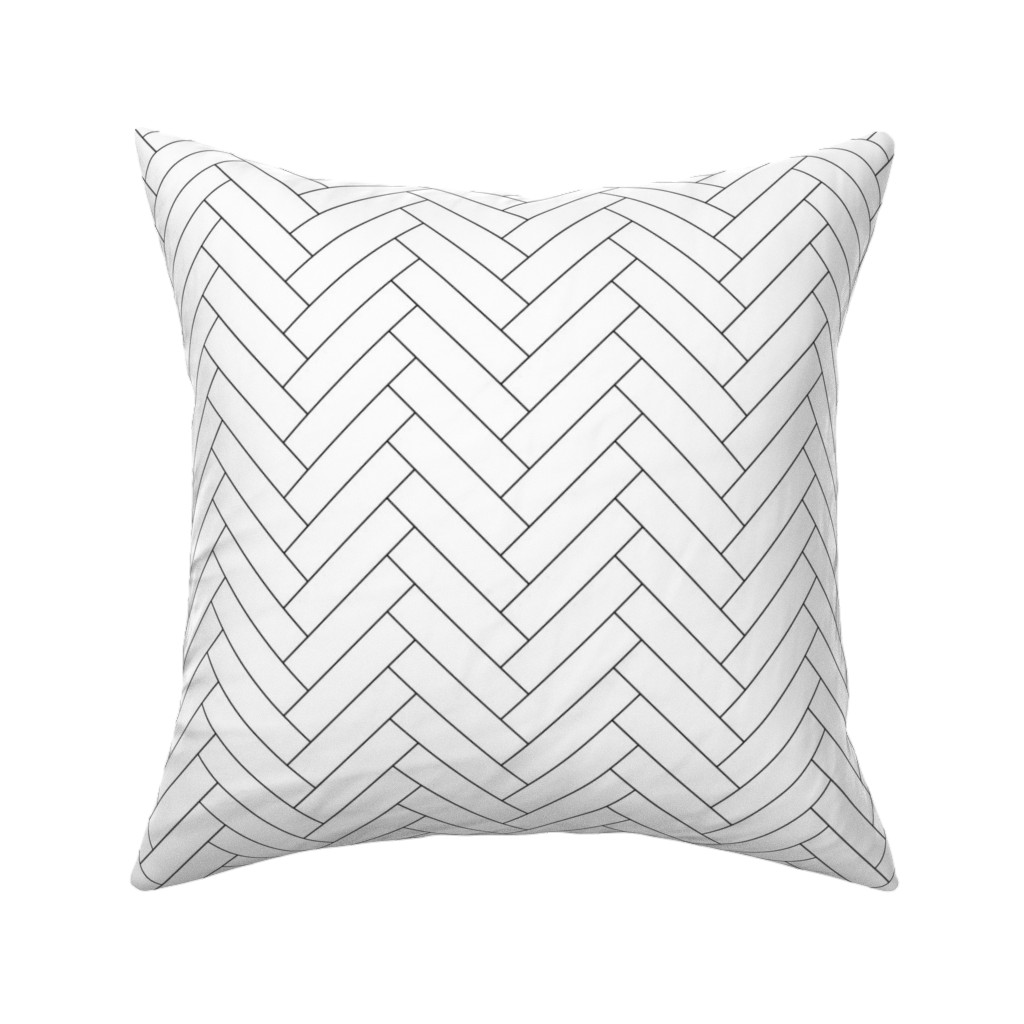 Simple Herringbone Chevron - Black and White Pillow, Woven, Black, 16x16, Single Sided, White