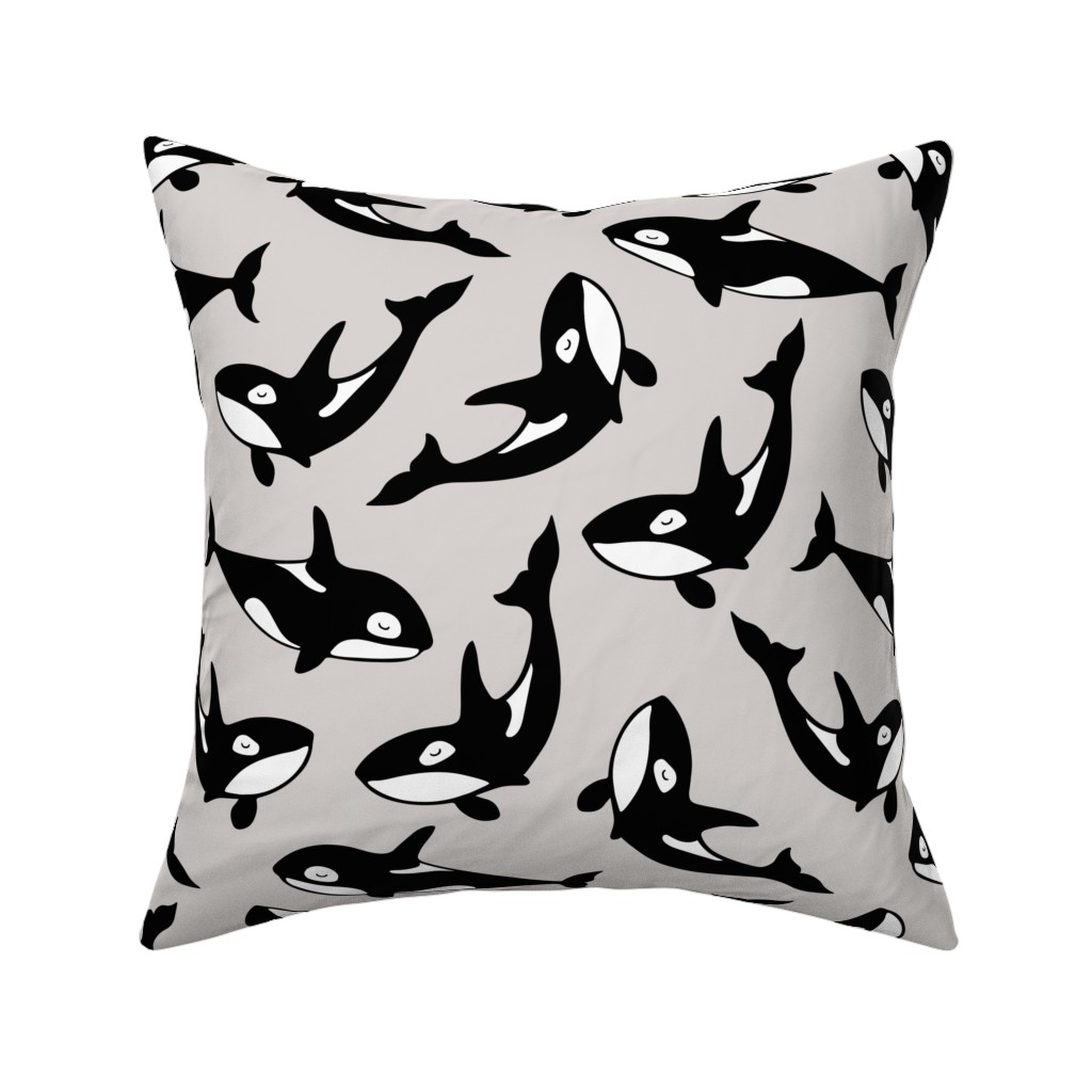 Orca Pillow, Woven, Black, 16x16, Single Sided, Beige, Smoke