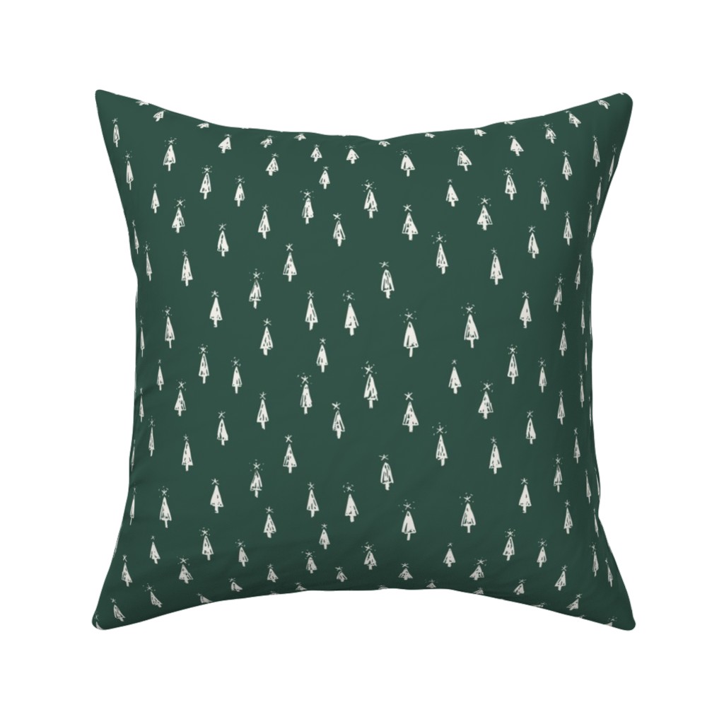 Christmas Trees on Pine Needle Pillow, Woven, Black, 16x16, Single Sided, Green, Pine