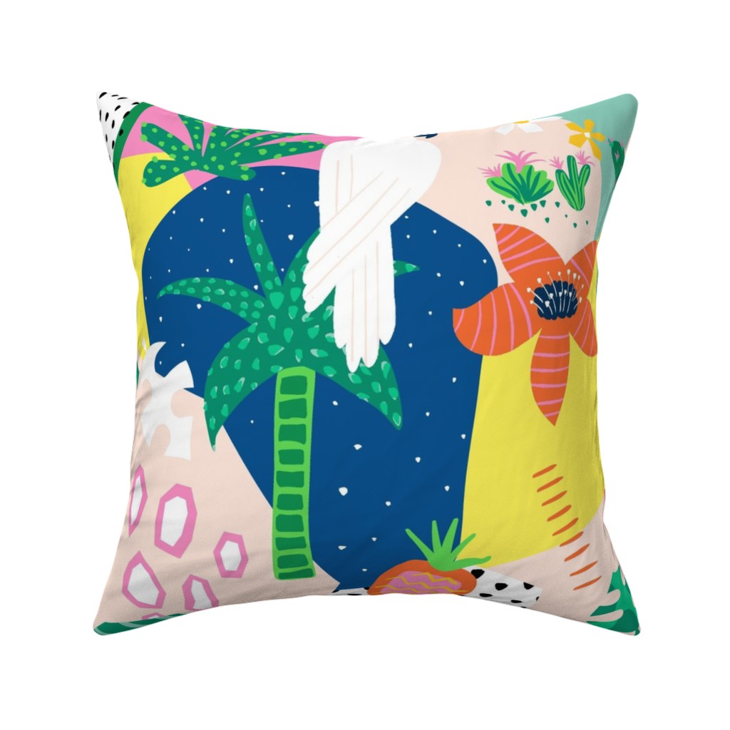 Tropical Birds Collage Pillow, Woven, Black, 16x16, Single Sided, Multicolor