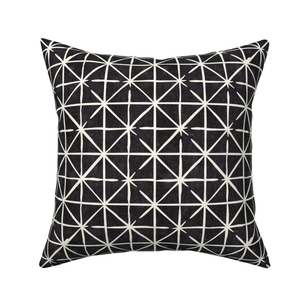 Geometric Triangles - Distressed Geometric Pillow, Woven, Black, 16x16, Single Sided, Black
