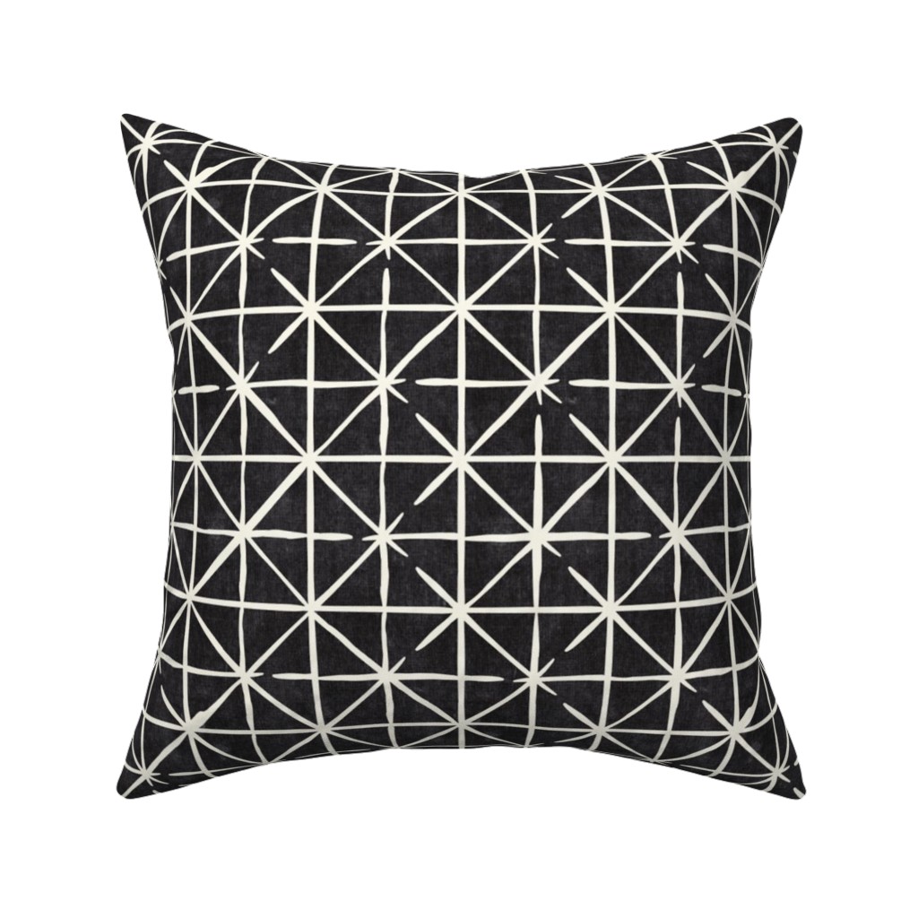 Geometric Triangles - Distressed Geometric Pillow, Woven, Black, 16x16, Single Sided, Black, Black