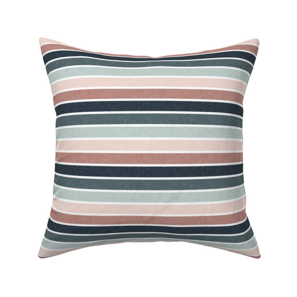 Stripes - Multi Blue & Pink Pillow, Woven, Black, 16x16, Single Sided, Multicolor