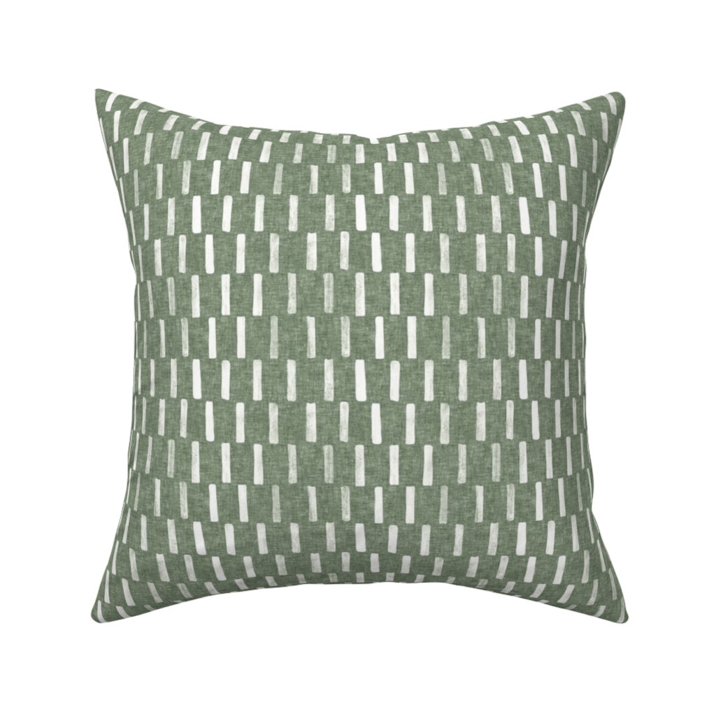 Block Print Dash - Sage Pillow, Woven, Black, 16x16, Single Sided, Green, Classic Green