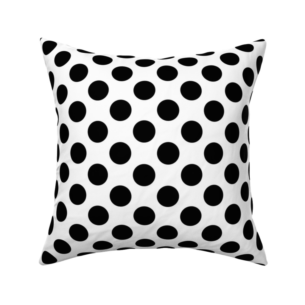 Polka Dot - Black and White Pillow, Woven, Black, 16x16, Single Sided, Black