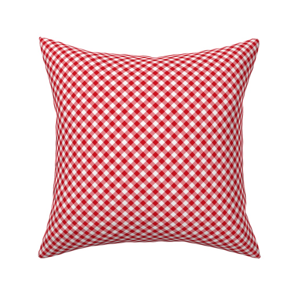 Diagonal Gingham - Red and White Pillow, Woven, Black, 16x16, Single Sided, Red