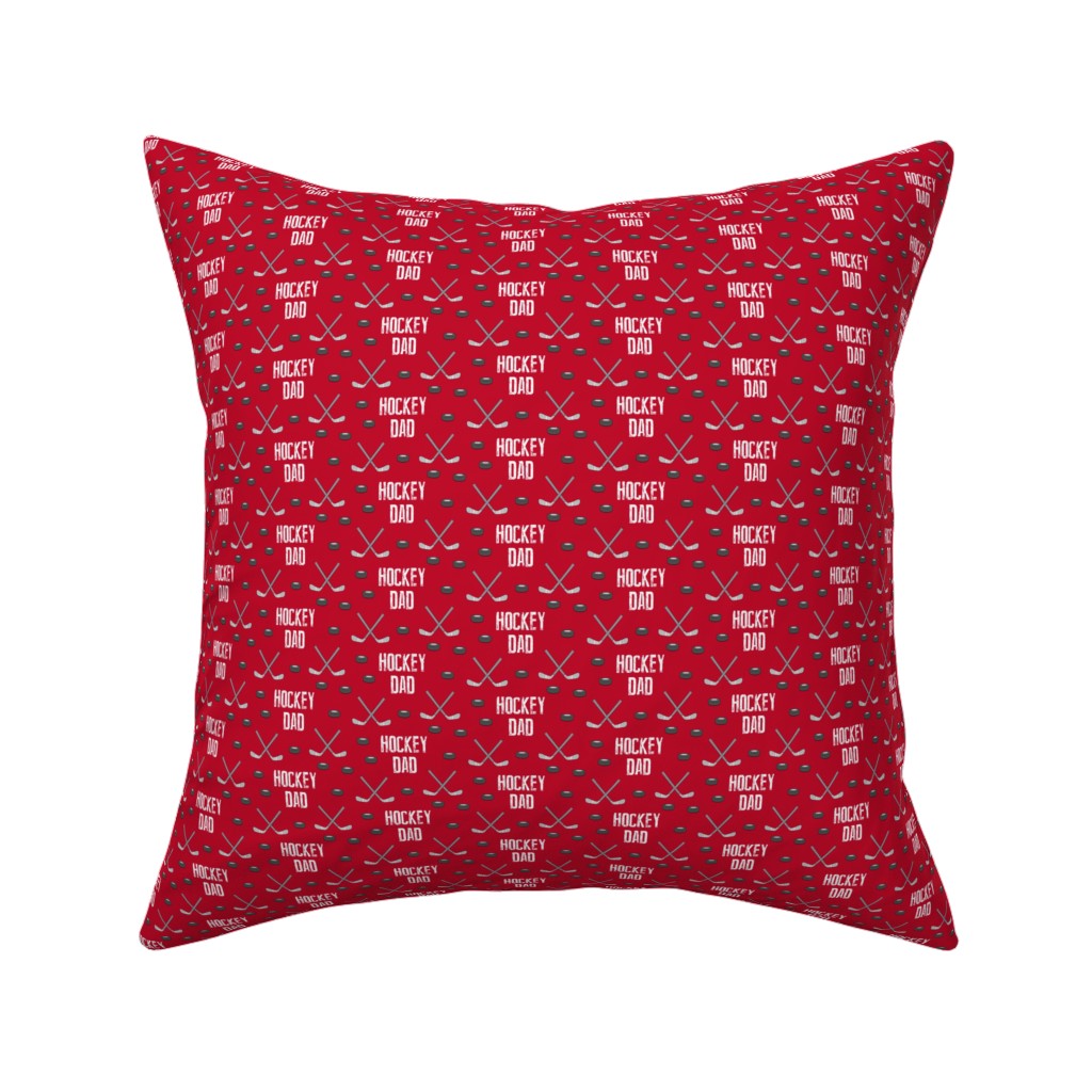 Hockey Dad - Red Pillow, Woven, Black, 16x16, Single Sided, Red, Red