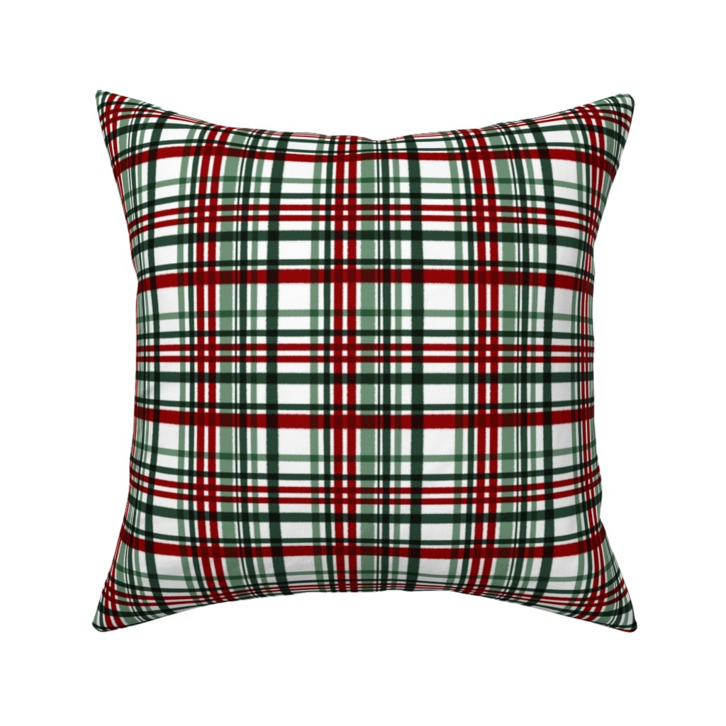 Intricate Plaid Pillow, Woven, Black, 16x16, Single Sided, Green