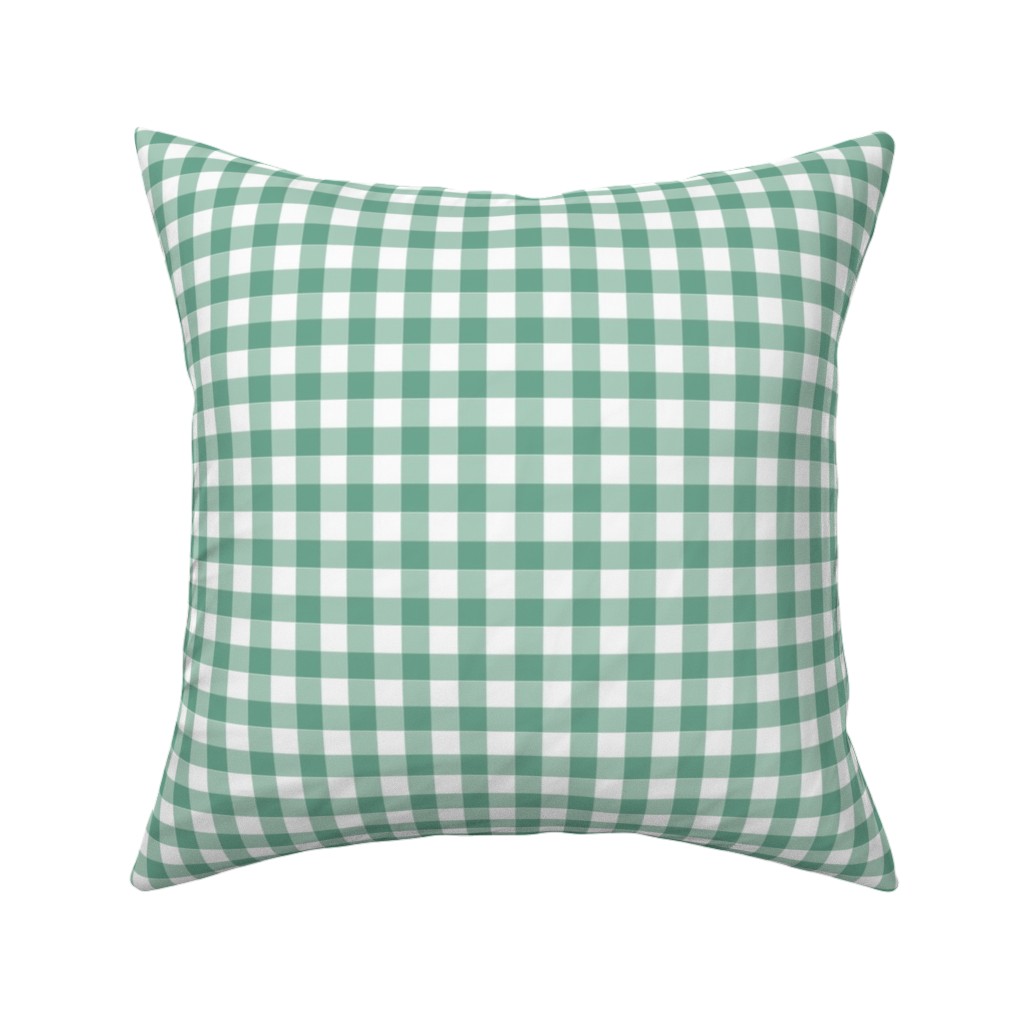Simple Gingham Pillow, Woven, Black, 16x16, Single Sided, Green, Desert Green
