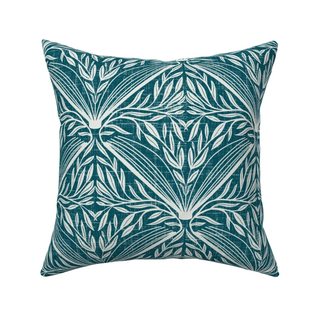 Literary Damask in Teal Pillow, Woven, Black, 16x16, Single Sided, Blue, True Blue