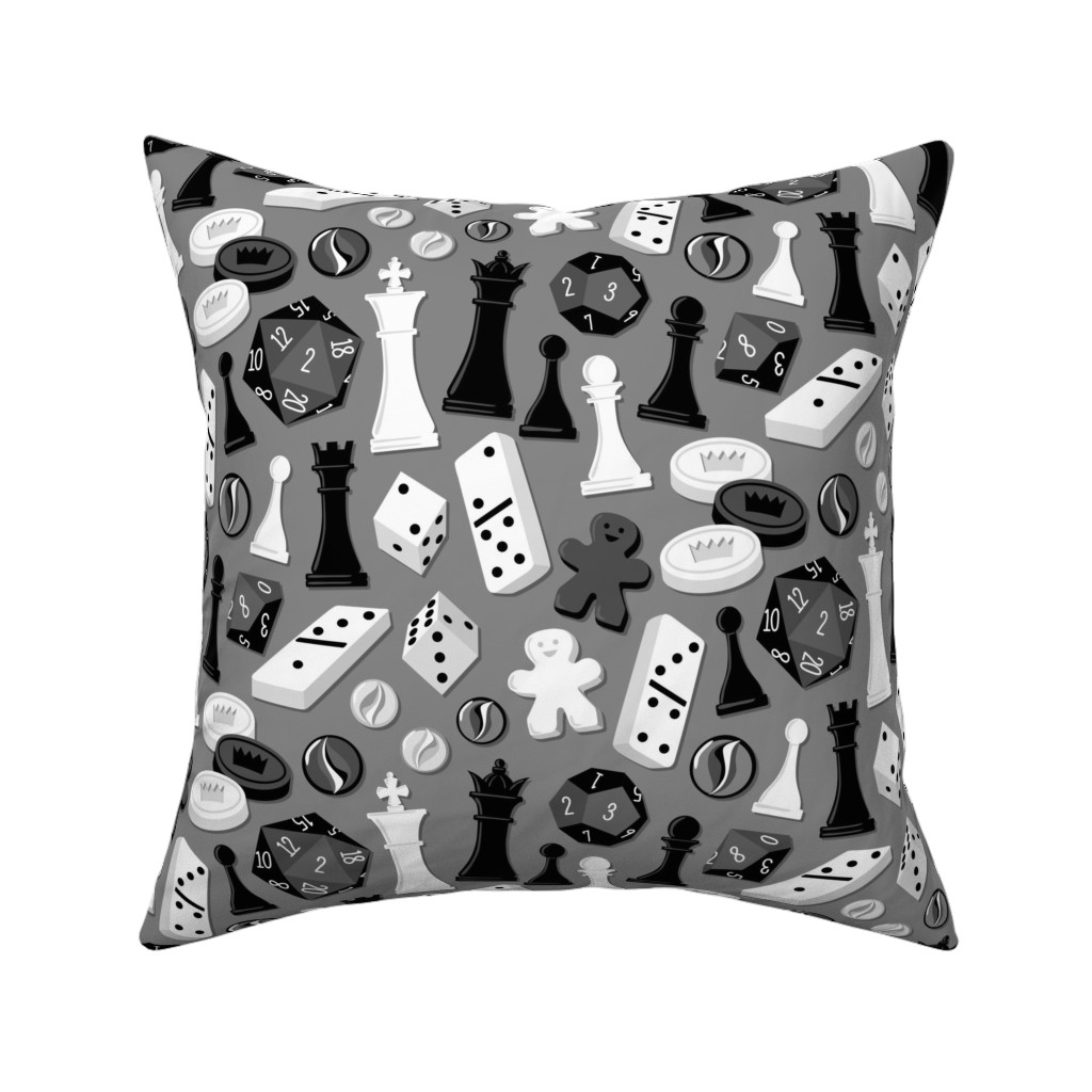 Game on Pillow, Woven, Black, 16x16, Single Sided, Gray