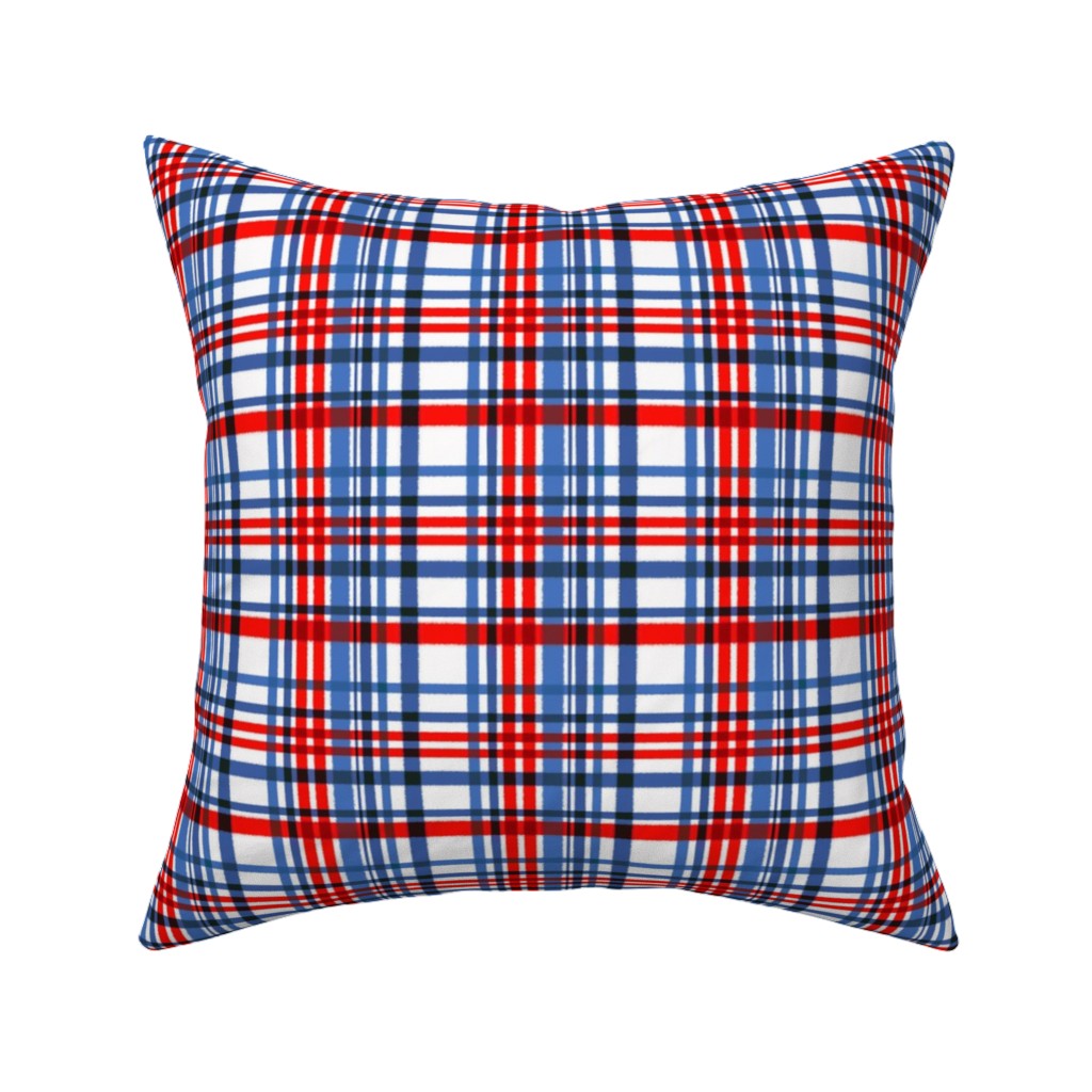 Intricate Plaid Pillow, Woven, Black, 16x16, Single Sided, Blue
