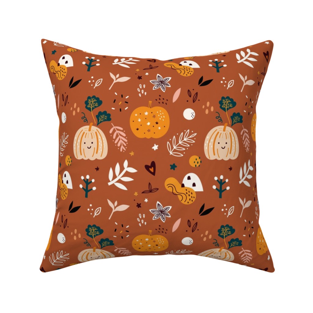 Autumn Pattern - Orange Pillow, Woven, Black, 16x16, Single Sided, Orange