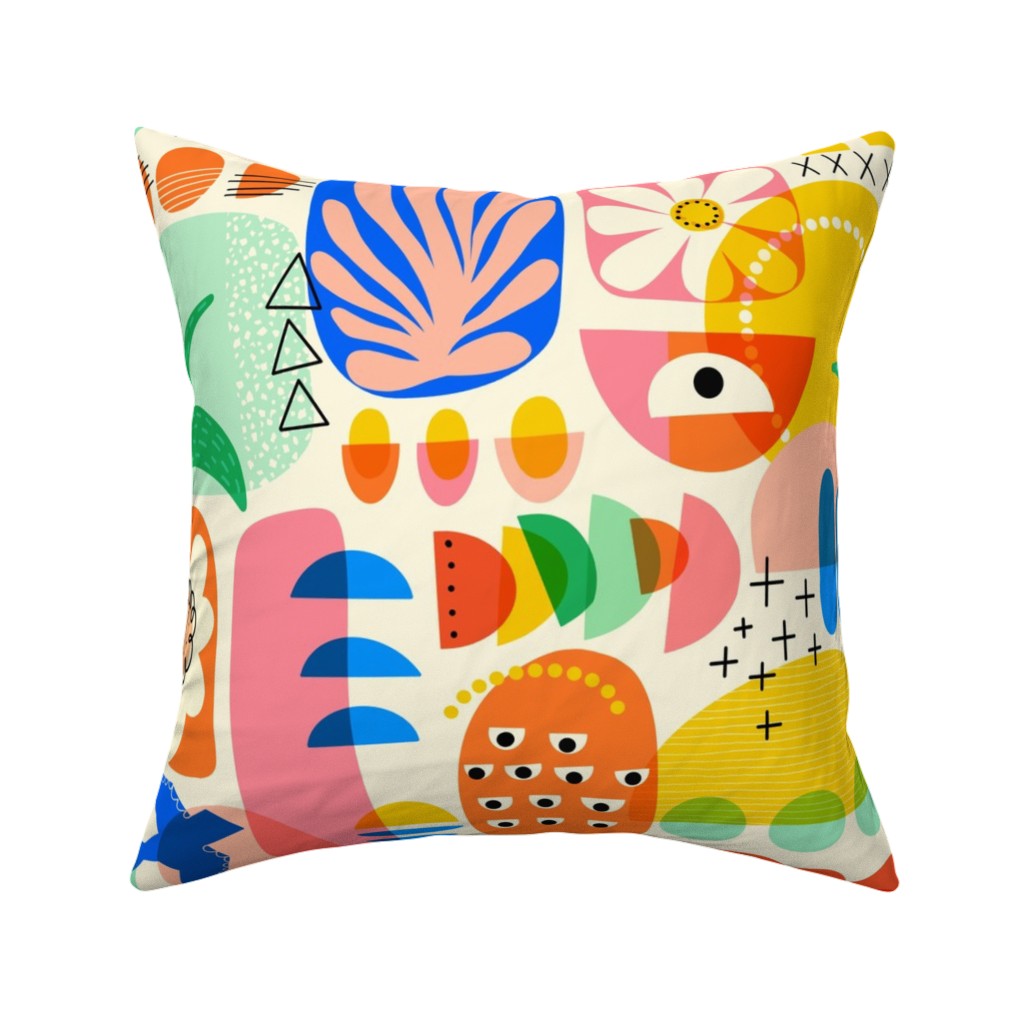 Abstract Shapes Collage - Multi Pillow, Woven, Black, 16x16, Single Sided, Multicolor