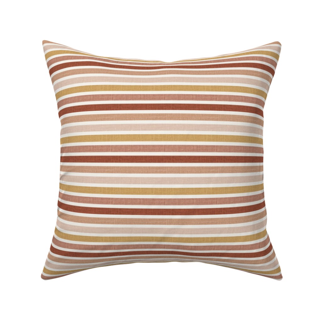 Retro Stripes - Pink on Faux Linen Pillow, Woven, Black, 16x16, Single Sided, Pink, Bright Pink