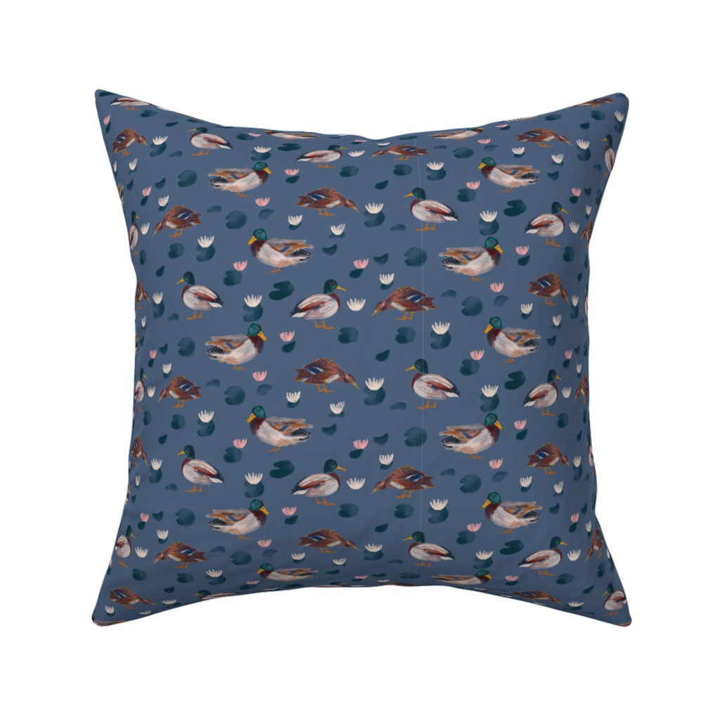 Mallard Ducks Pillow, Woven, Black, 16x16, Single Sided, Blue, Gibraltar