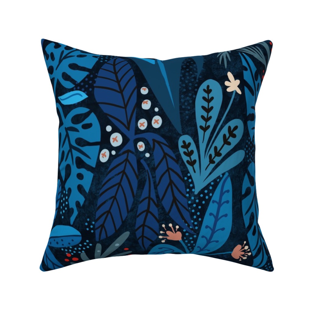 Jungle Nights Pillow, Woven, Black, 16x16, Single Sided, Blue, True Blue
