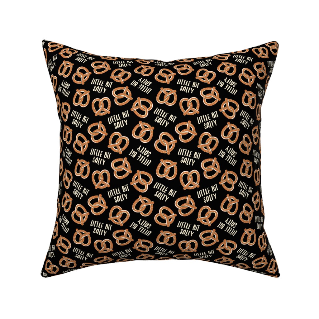 Little Bit Salty - Pretzels - Black Pillow, Woven, Black, 16x16, Single Sided, Black, Black