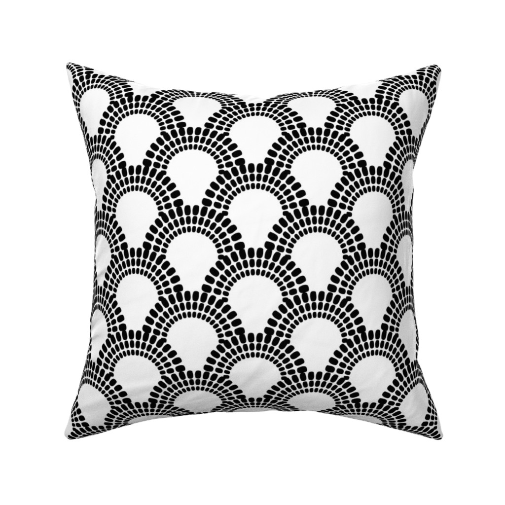 Scallops - Black & White Pillow, Woven, Black, 16x16, Single Sided, Black, Black