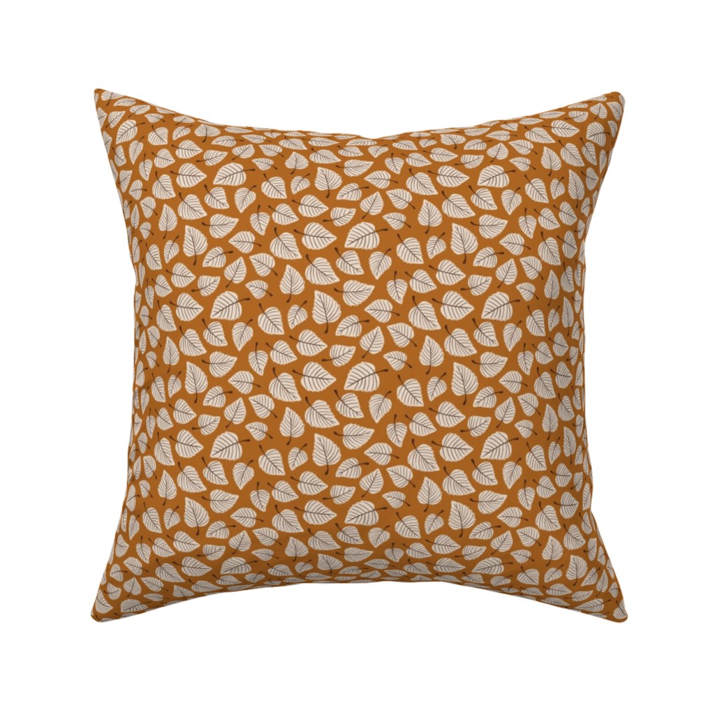 Falling Leaves - Terracotta Pillow, Woven, Black, 16x16, Single Sided, Orange