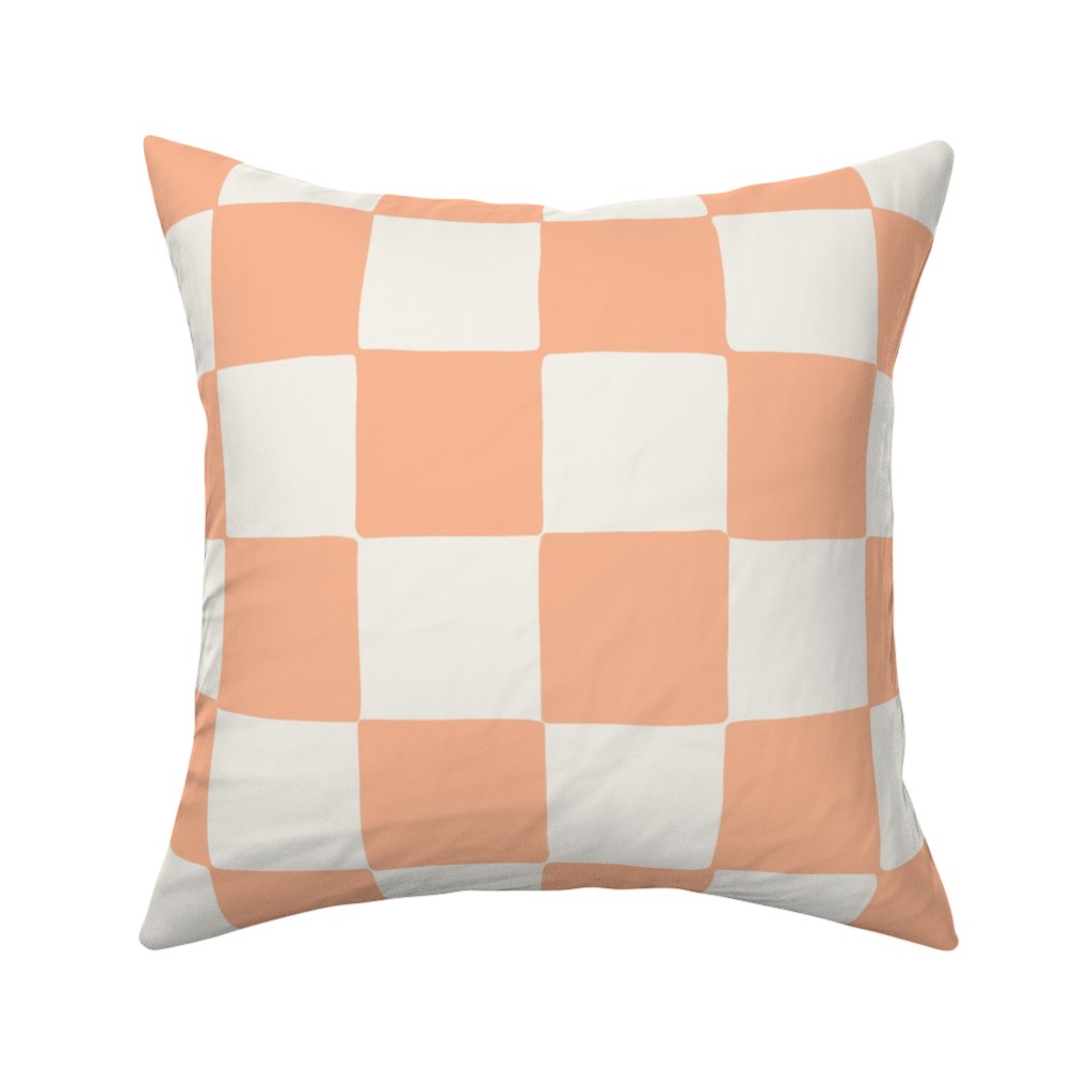 Retro Checker Checkerboard Pillow, Woven, Black, 16x16, Single Sided, Pink