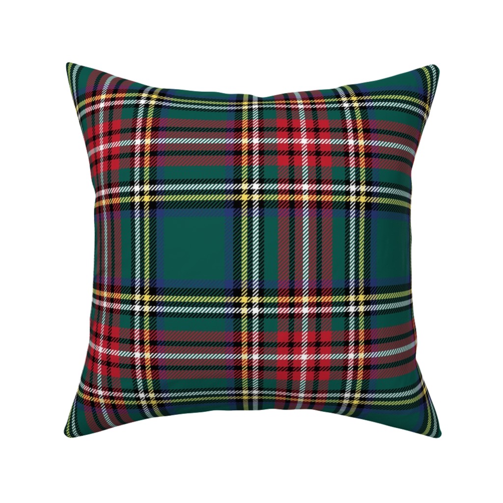 Royal Stewart Tartan Plaid - Multi Pillow, Woven, Black, 16x16, Single Sided, Green