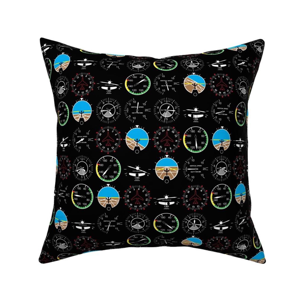 Flight Deck Pillow, Woven, Black, 16x16, Single Sided, Black
