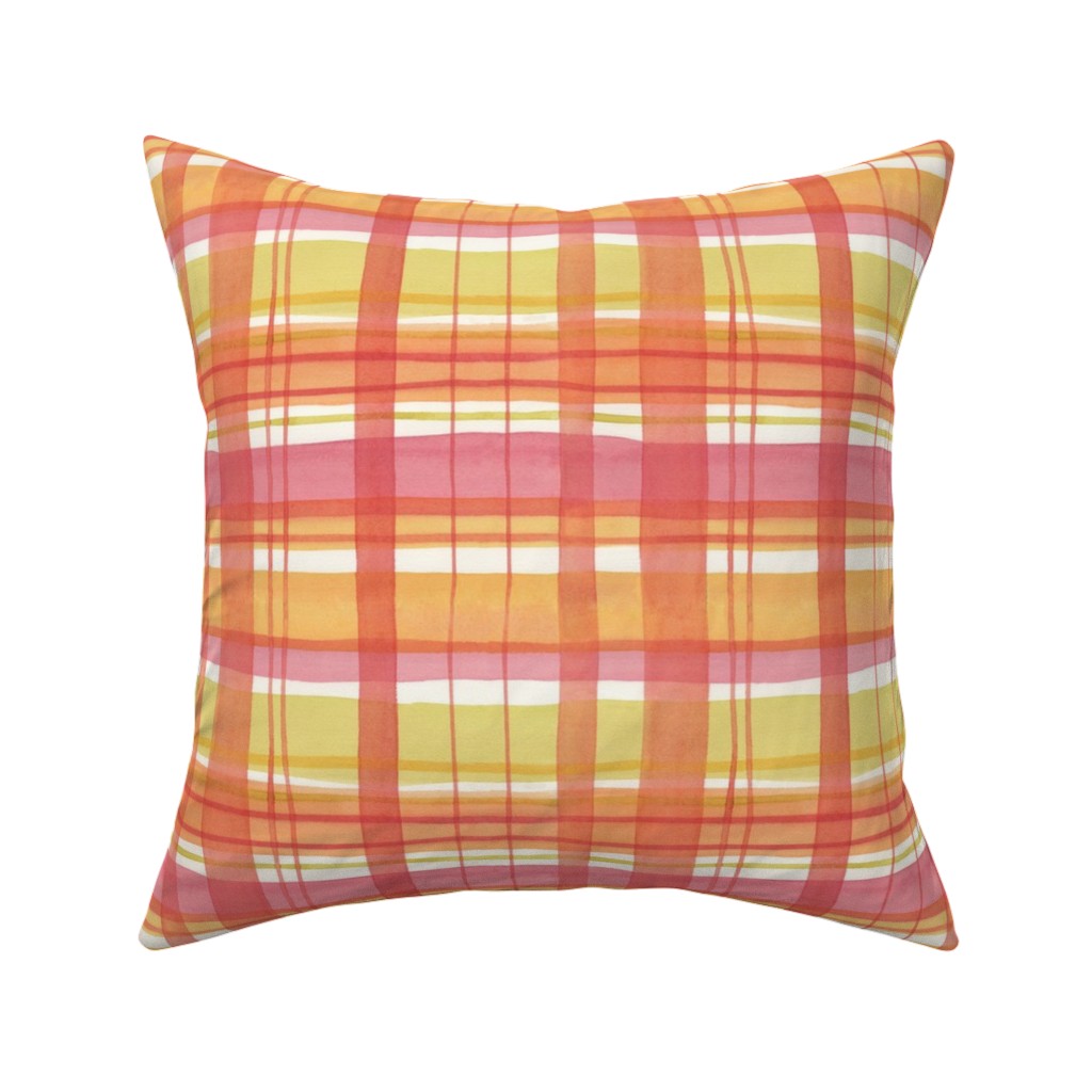 Summer Plaid Pillow, Woven, Black, 16x16, Single Sided, Multicolor