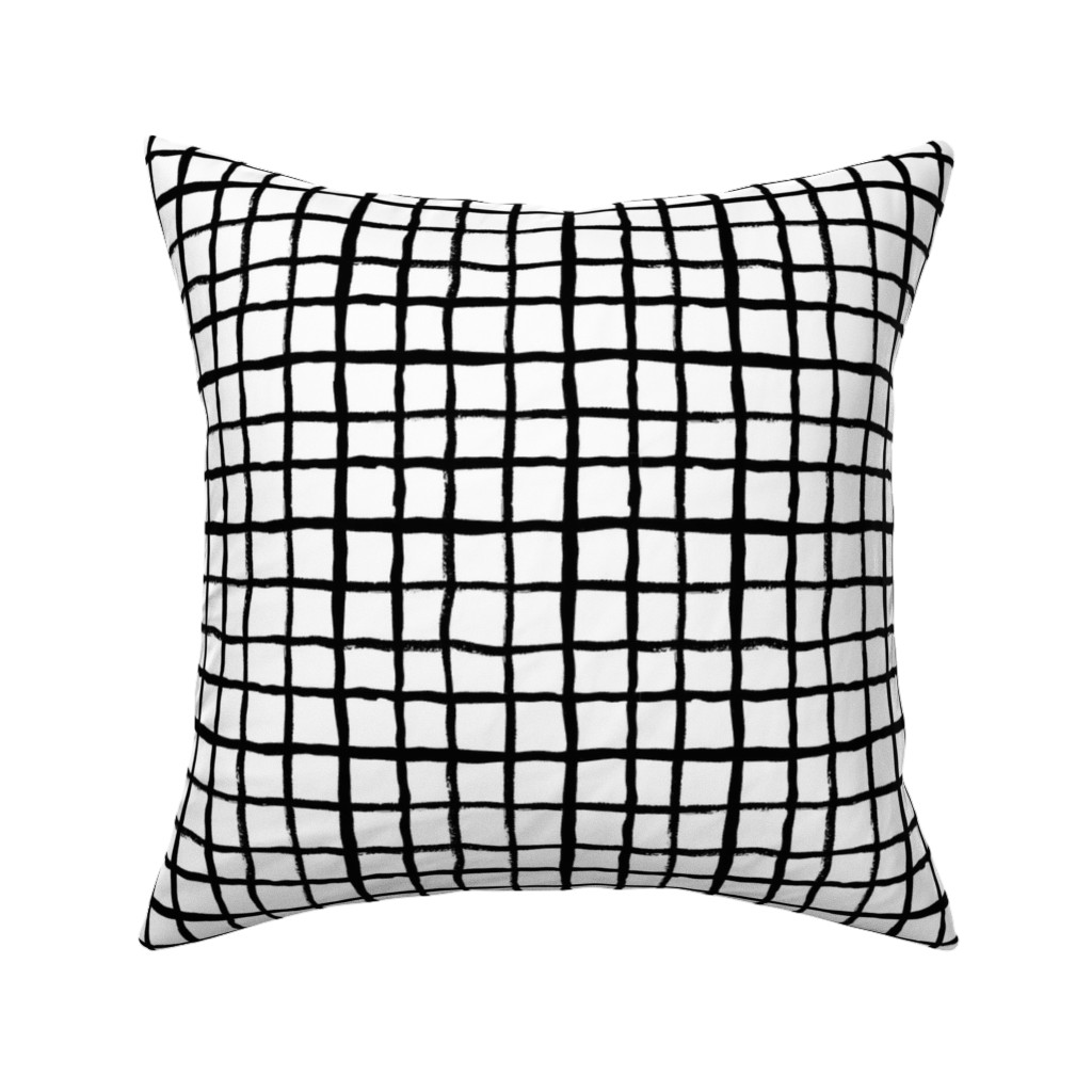 Simple Grid - Classic - Black and White Pillow, Woven, Black, 16x16, Single Sided, Black, Black