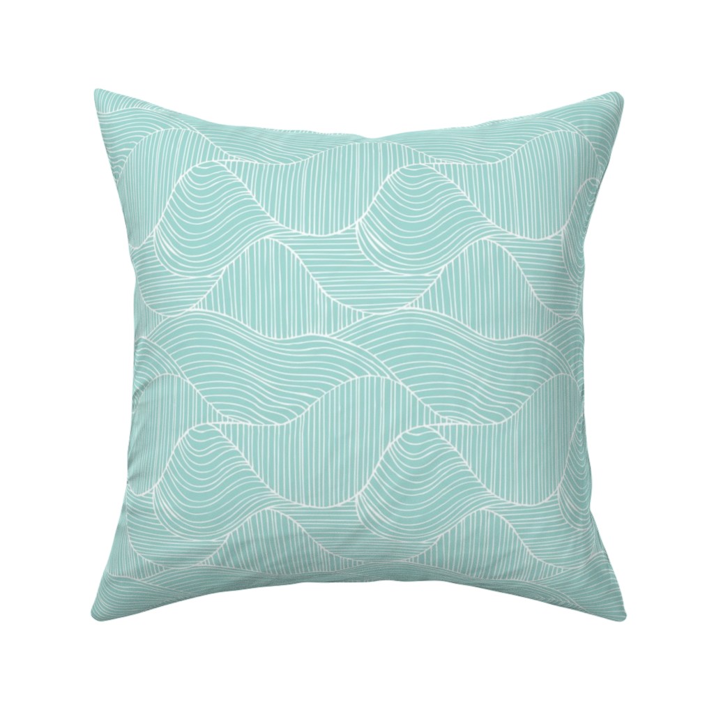 Dunes Geometric Waves - Light Aqua Pillow, Woven, Black, 16x16, Single Sided, Blue
