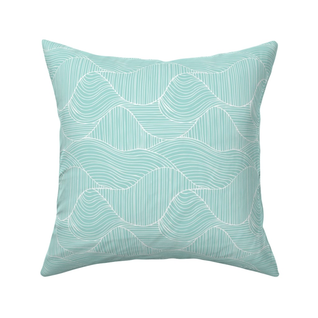 Dunes Geometric Waves - Light Aqua Pillow, Woven, Black, 16x16, Single Sided, Blue, True Blue
