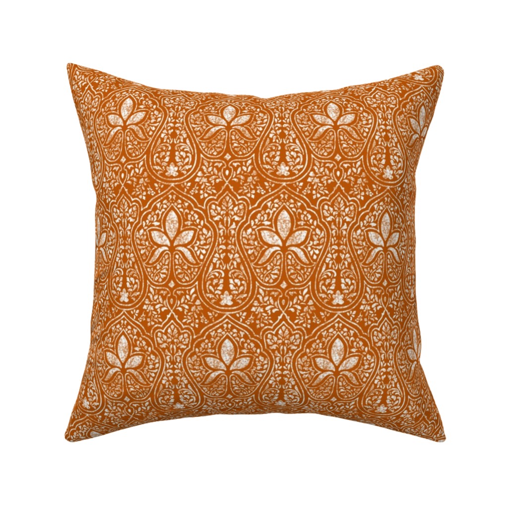 Rajkumari Batik - Spice and White Pillow, Woven, Black, 16x16, Single Sided, Orange, Orange