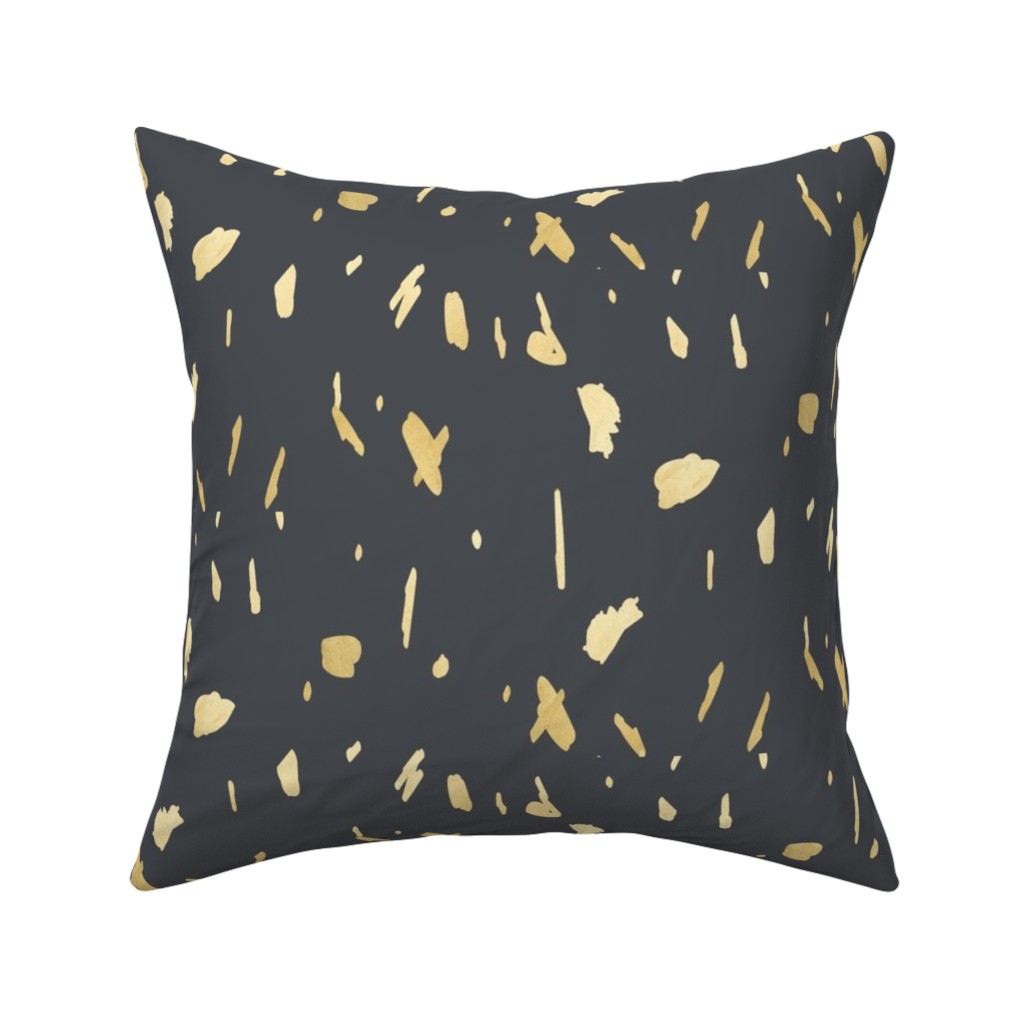 Blobs - Gold on Charcoal Pillow, Woven, Black, 16x16, Single Sided, Gray, Gray