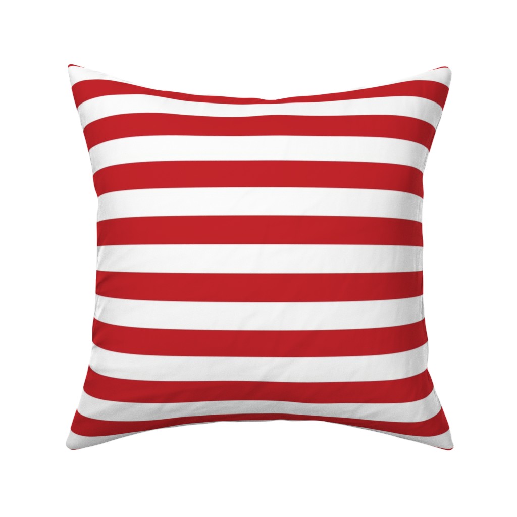 Red Stripes Pillow, Woven, Black, 16x16, Single Sided, Red