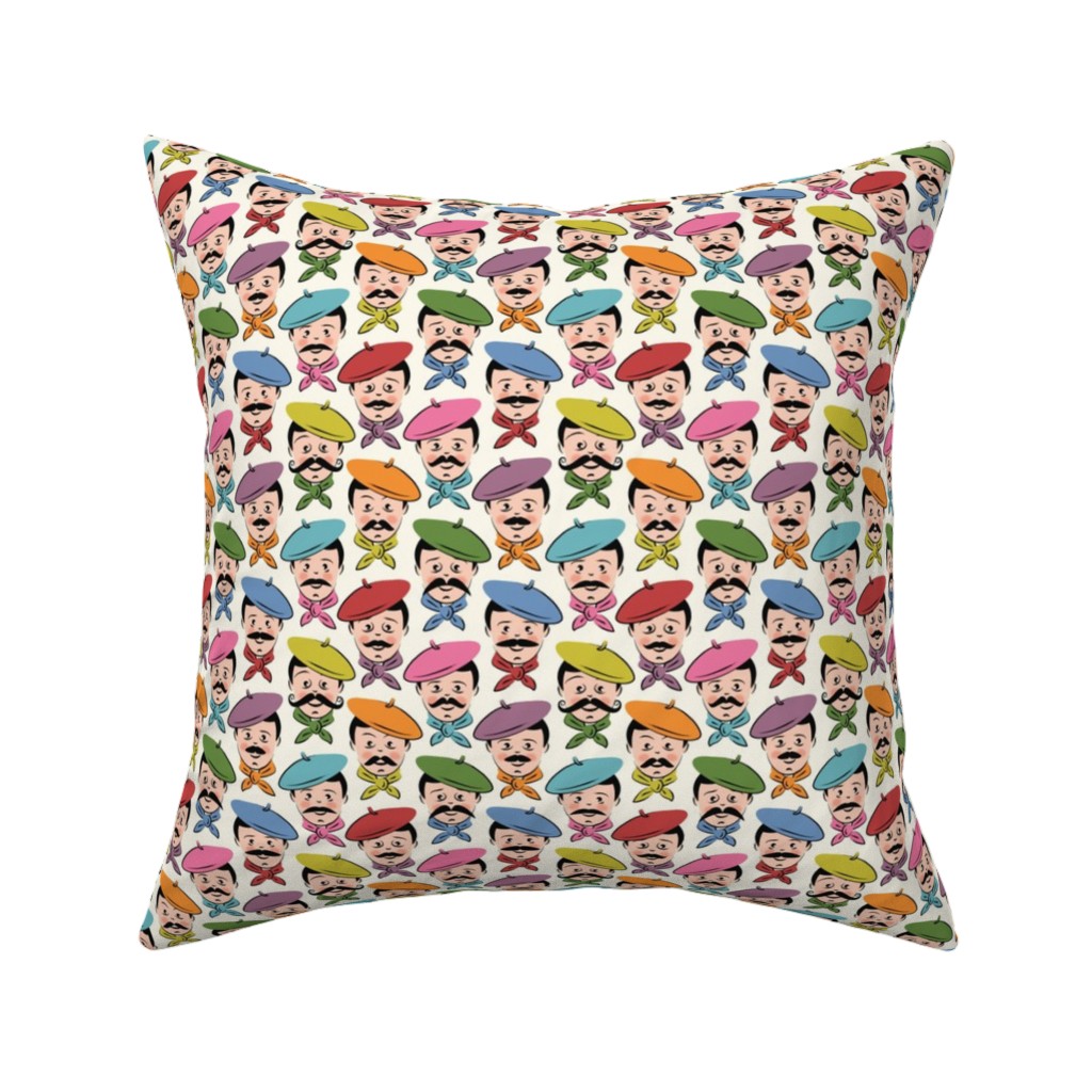 Men With Mustaches and Bandanas - Multi Pillow, Woven, Black, 16x16, Single Sided, Multicolor