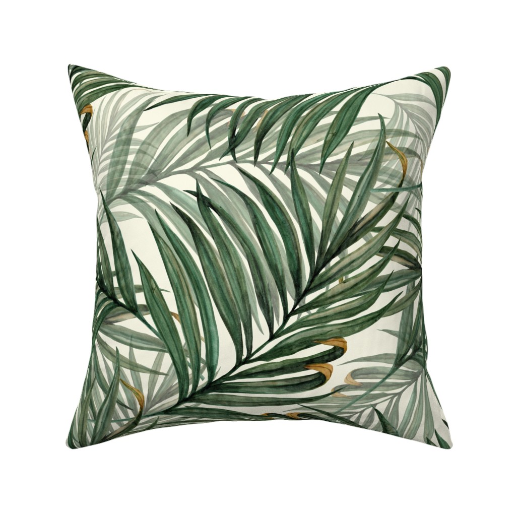 Palm Leaves King Pineapple Pillow, Woven, Black, 16x16, Single Sided, Green